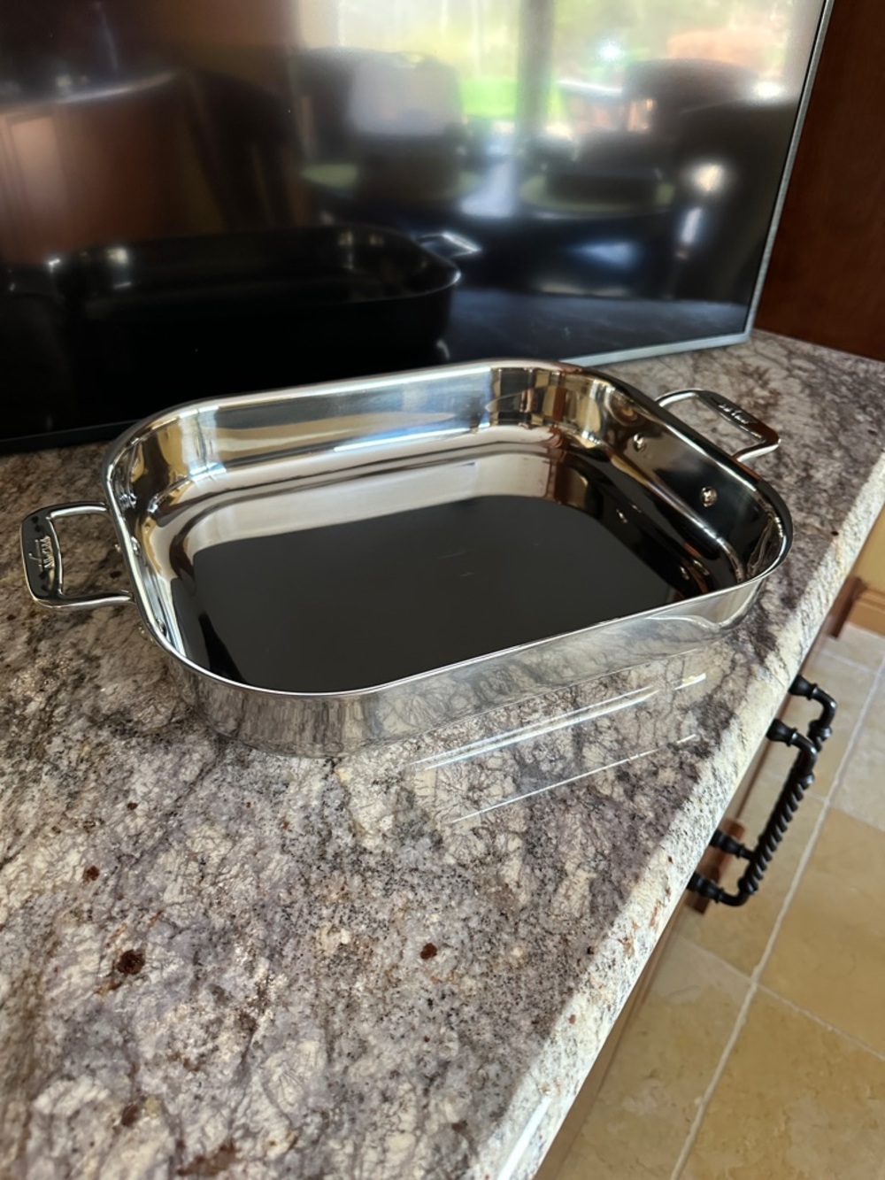 Stainless Steel Roasting Pan with Handles - Silver